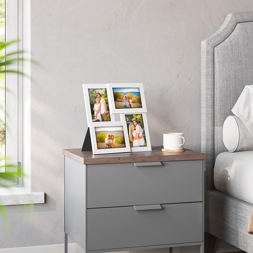 Modern White Collage Frame Bedroom Display for Retail Catalog
